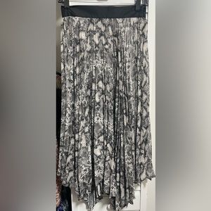 Asymmetric snake skin midi skirt